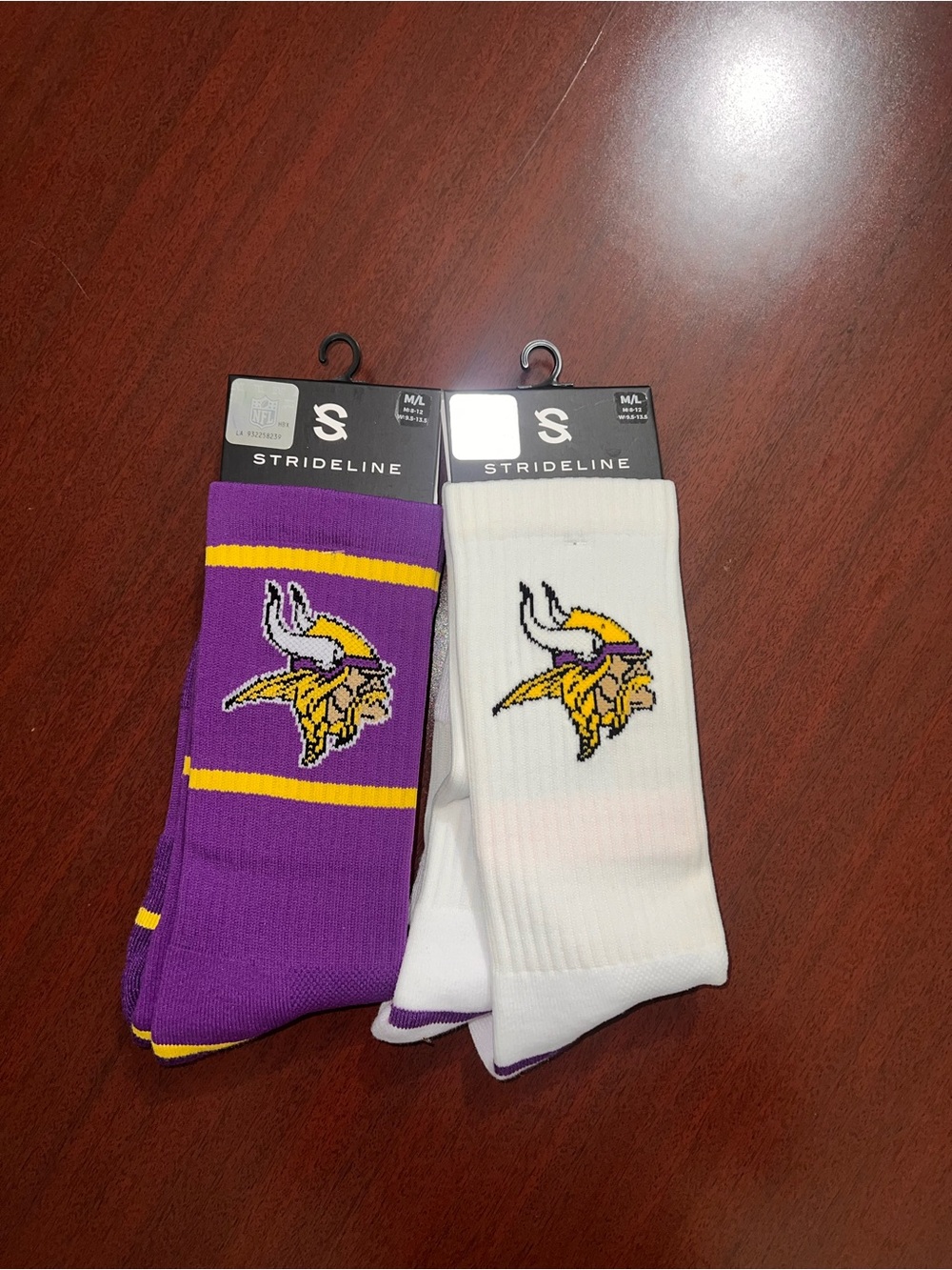 NFL Vikings Strideline Crew Socks - Purple, White & Gold